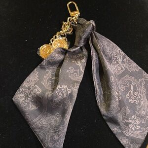 Elegant Paisley Ann Klein Keychain/ Bag Charm with Gold Accents